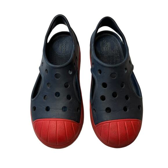 CROCS Other - Crocs Bump It Blue/Red Rubber Slip-On Sandals 3